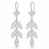 Gümüş Zarif Yaprak Telkari Kadın Küpe