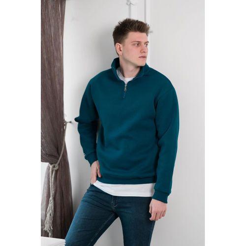 Yarım Fermuarlı Dik Yaka 3 İplik İçi Polarlı Oversize Kışlık Sweatshirt