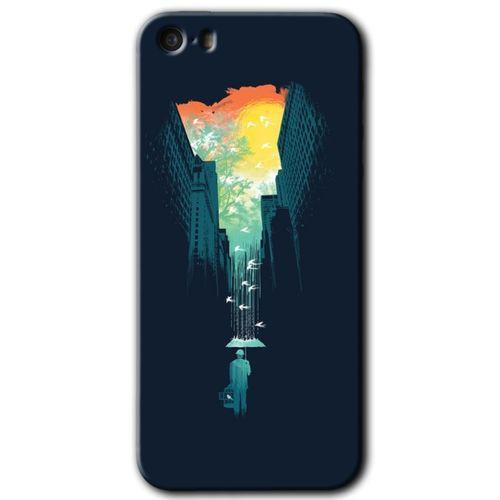 iPhone 5 Kılıf HD Desen Baskılı Arka Kapak - City Bird Sky