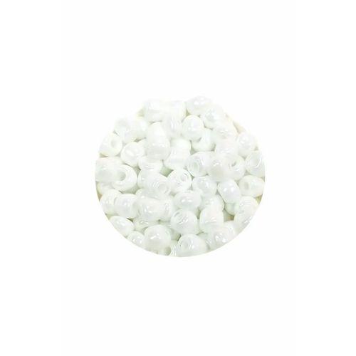 Dökme Cam Kum Boncuk Büyük Boy (6/0) 4 mm - 60 Gram - Kar Beyaz - BNC109