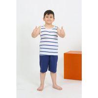 Erkek Çocuk Sıfır Kol Şortlu Beyaz Penye Pijama Takımı