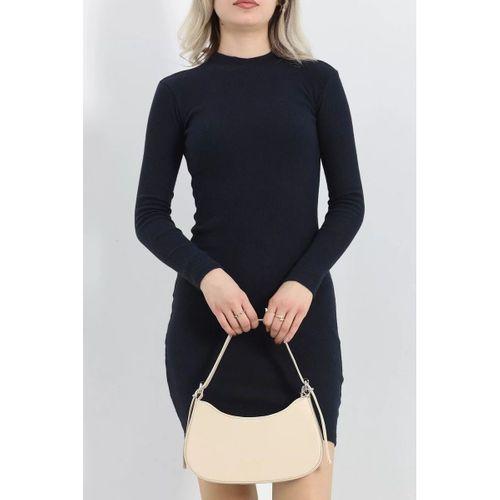 pilelistore Kaşkorse Yırtmaçsız Elbise Lacivert