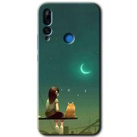 Huawei Y9 Prime 2019 Kılıf HD Desen Baskılı Arka Kapak - Kedili Kız