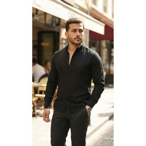 Erkek Uzun Kollu Rahat Keten Gömlek