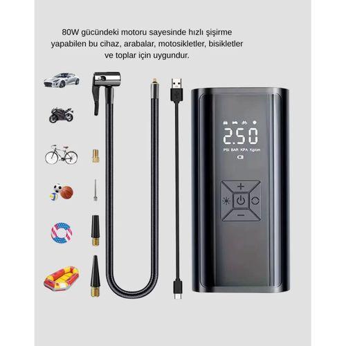 Dijital Ekranlı Kablosuz Hava Pompası Led Işıklı 12v 80w