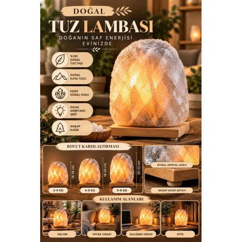 Çankırı 5-6 Kg Gri Doğal Kaya Tuzu Lambası Ahşap Kaideli Dekoratif Lamba