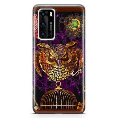 Huawei P40 Kılıf Gotik Baykuş Arka Kapak Koruma Desenli Full Koruyucu