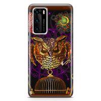 Huawei P40 Kılıf Gotik Baykuş Arka Kapak Koruma Desenli Full Koruyucu