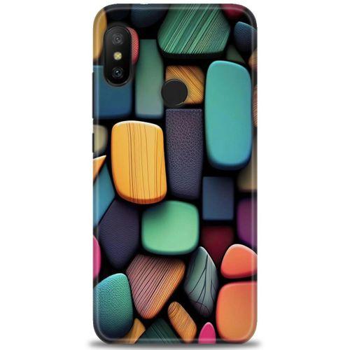 Xiaomi Mi A2 Lite Kılıf HD Baskılı Kılıf - Renkli Taşlar + Tam Ekran Koruyucu