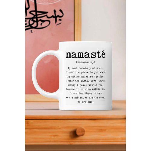 Namaste Yazı Meditasyon Baskılı Kupa Bardak