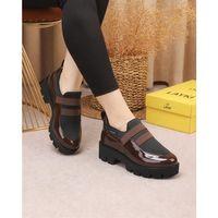 Perra Kadın Kahve Renkli Rugan Deri Lastikli Paraşüt Yürüyüş Ayakkabı