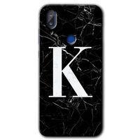 Vestel E5 Kılıf HD Desen Baskılı Arka Kapak - Siyah Mermer Desenli K Harfi + Kırılmaz Cam