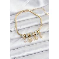 Pirinç Gold Renk Kelebek Charmlı Kadın Bileklik