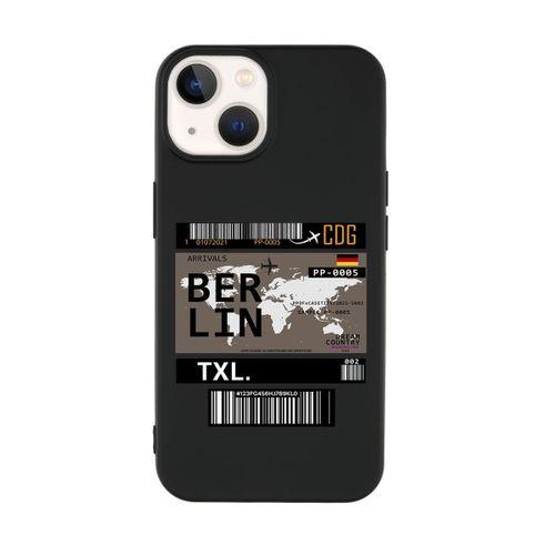 iPhone 14 Plus Uyumlu Berlin Ticket Desenli Premium Silikonlu Lansman Telefon Kılıfı