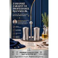 Stantlı Tuzluk Biberlik Seti 13 cm 18/10 304 Paslanmaz Çelik Baharatlık 723496