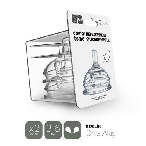 Comotomo Comotomo Silikon 2'Li Biberon Emziği Orta Akış 3-6 Ay