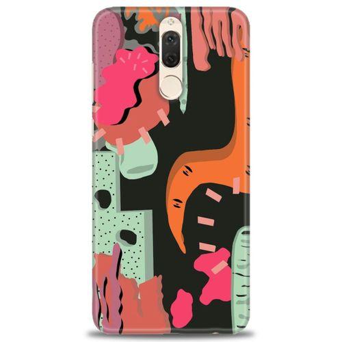 Huawei Mate 10 Lite Kılıf HD Baskılı Kılıf - Turuncu Siyah + Tam Ekran Koruyucu