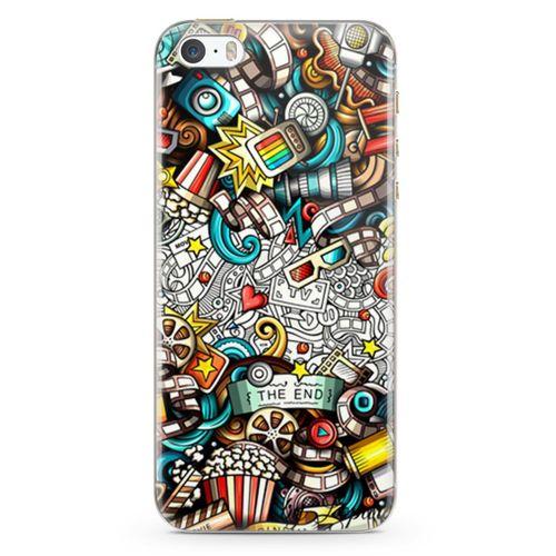 Apple iPhone 5s Kılıf Sinema Doodle Arka Kapak Koruma Desenli Full Koruyucu