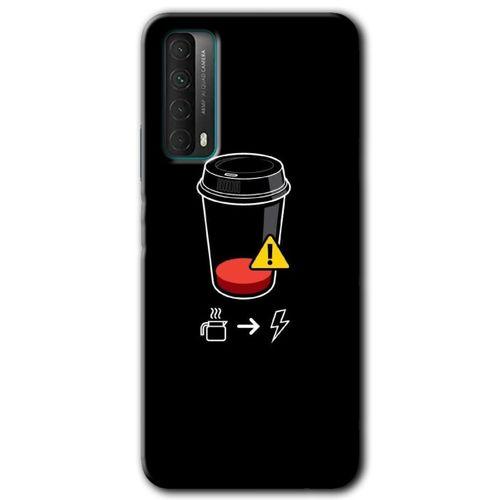 MRCİLETİSİM Huawei P Smart 2021 Kılıf Baskılı Kapak - Coffee Battery +Tam Ekran Koruyucu