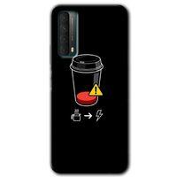 MRCİLETİSİM Huawei P Smart 2021 Kılıf Baskılı Kapak - Coffee Battery +Tam Ekran Koruyucu