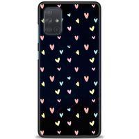 Samsung Galaxy A71 Kılıf HD Baskılı Kılıf - Mini Mini Kalpler + Tam Ekran Koruyucu
