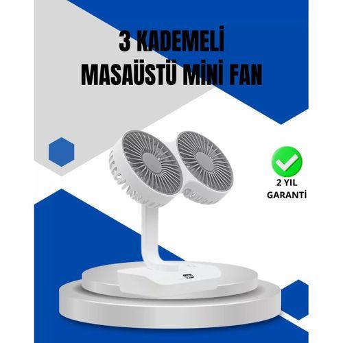 Ayarlanabilir Hızlı Çift Başlıklı Masaüstü Fan – Gece Lambalı Serinletici