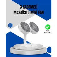 Ayarlanabilir Hızlı Çift Başlıklı Masaüstü Fan – Gece Lambalı Serinletici