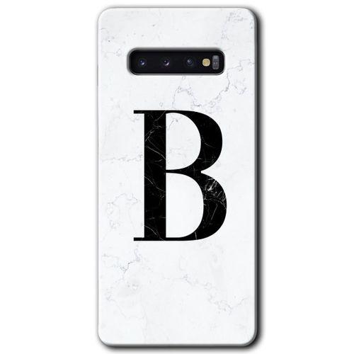 Galaxy S10 Kılıf HD Desen Baskılı Arka Kapak - Beyaz Mermer Desenli B Harfi