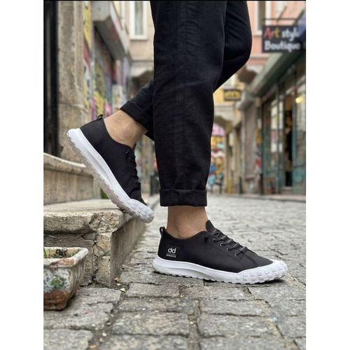 BA0248 BOA Siyah Beyaz Taban Esnek Bağcıklı Ultra Hafif Nefes Alan Sneaker Ayakkabı