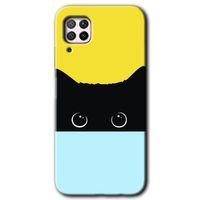 Huawei P40 Lite Kılıf Kapak - Kara-Kedi +Hayalet Ekran Yandan Gözükmez