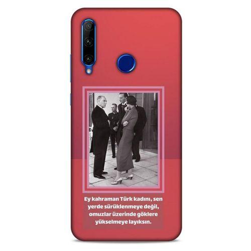 Huawei Y6P Kılıf Atatürk (5) Koruma Kabı Açık Kırmızı