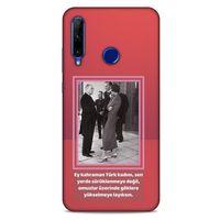 Huawei Y6P Kılıf Atatürk (5) Koruma Kabı Açık Kırmızı