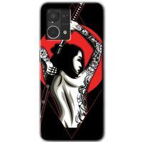 Oppo Reno 7 4G Kılıf HD Desen Baskılı Arka Kapak - Samurai Girl + Kırılmaz Cam