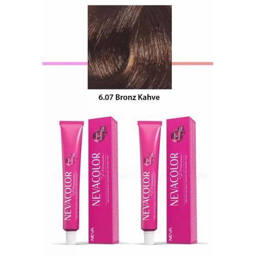 2 li Set Premium 6.07 Bronz Kahve - Kalıcı Krem Saç Boyası 2 X 50 g Tüp