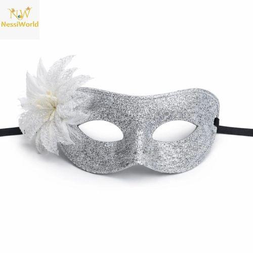 Gümüş Simli Tüylü Balo Maskesi – Kadın Parti &amp; Maskeli Balo Maskesi