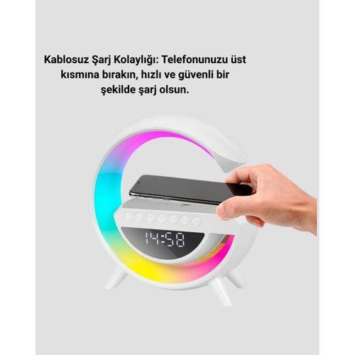 Kablosuz Şarjlı Led Masa Lambası Çalar Saat Ve Beyaz Gürültü Özellikli