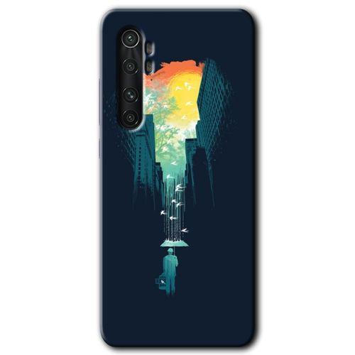 Xiaomi Mi Note 10 Lite Kılıf HD Desen Baskılı Arka Kapak + Temperli Cam - City Bird Sky