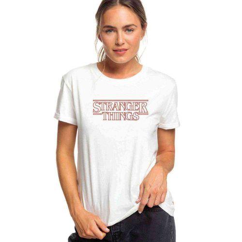 Stranger Things Kırmızı Logo Baskılı Beyaz Kadın Tshirt