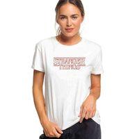 Stranger Things Kırmızı Logo Baskılı Beyaz Kadın Tshirt