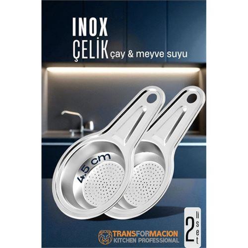 Modacar Inox Çelik Çay Süzgeci - Meyve Suyu Süzgeci  - Profesyoneller İçin 2 li SET Paslanmaz Çelik