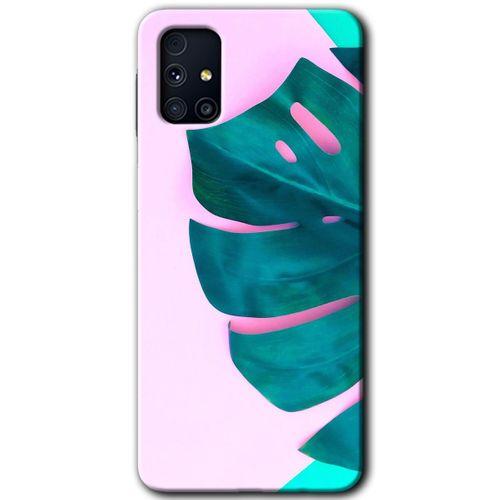 MRCİLETİSİM MRCİLETİSİM Samsung Galaxy M31s Kılıf HD Desen Baskılı Arka Kapak + Temperli Cam - 3D Yaprak