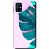 MRCİLETİSİM MRCİLETİSİM Samsung Galaxy M31s Kılıf HD Desen Baskılı Arka Kapak + Temperli Cam - 3D Yaprak