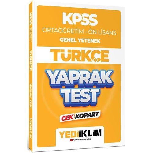 2024 KPSS Ortaöğretim Ön Lisans Genel Yetenek Türkçe Çek Kopart Yaprak Test Yediiklim Yayınları