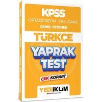 2024 KPSS Ortaöğretim Ön Lisans Genel Yetenek Türkçe Çek Kopart Yaprak Test Yediiklim Yayınları