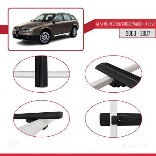 Alfa Romeo 156 Crosswagon (T932) 2000-2007 Arası ile uyumlu Basic Model Ara Atkı Tavan Barı SİYAH 3 ADET