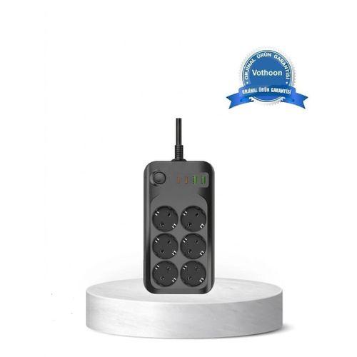 Akım Korumalı 6’lı Priz 2xusb 2xtype-c Çıkış Yüksek Gerilim Koruma Çoklu Priz Çoğaltıcı