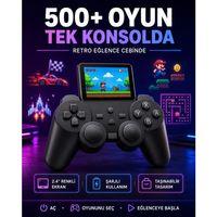 Çocuklar Ve Yetişkinler İçin Uygun 500 Oyunlu Taşınabilir Mini Retro El Konsolu
