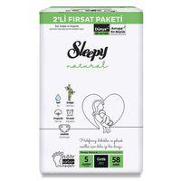 Sleepy Natural Bebek Bezi 2'Li Fırsat Paketi 5 Beden 58 Adet