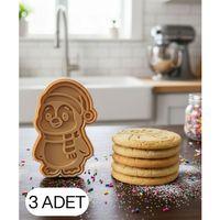 3Lü Atkılı Noel Pengueni Şekillendirici Kalıp Kurabiye Hamur Kesici Seti