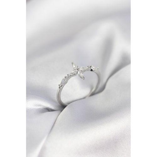 Yıldız Model Zirkon Taşlı Gümüş Renk Kadın Yüzük